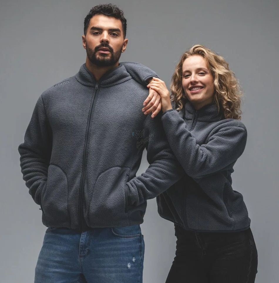 Męska kurtka polarowa Erima TS Fleece Jacket w kolorze antracytowym (Slate Grey) – rozpinany polar ze stójką i logo Erima na piersi.