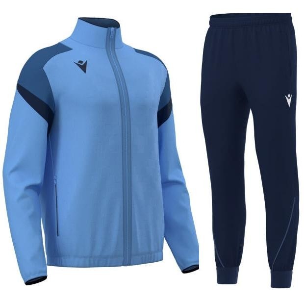 Niebiesko-granatowy męski dres treningowy Macron Odin z bluzą na zamek i spodniami Heracles