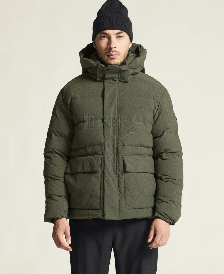 Męska pikowana kurtka puchowa Craft Urban Down Puffer w kolorze khaki z ocieplanym kapturem