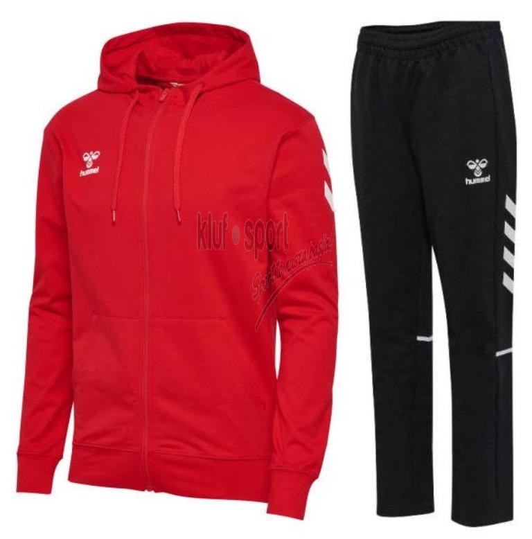 męski dres bawełniany hummel go 2.0 chevron czerwony-czarny