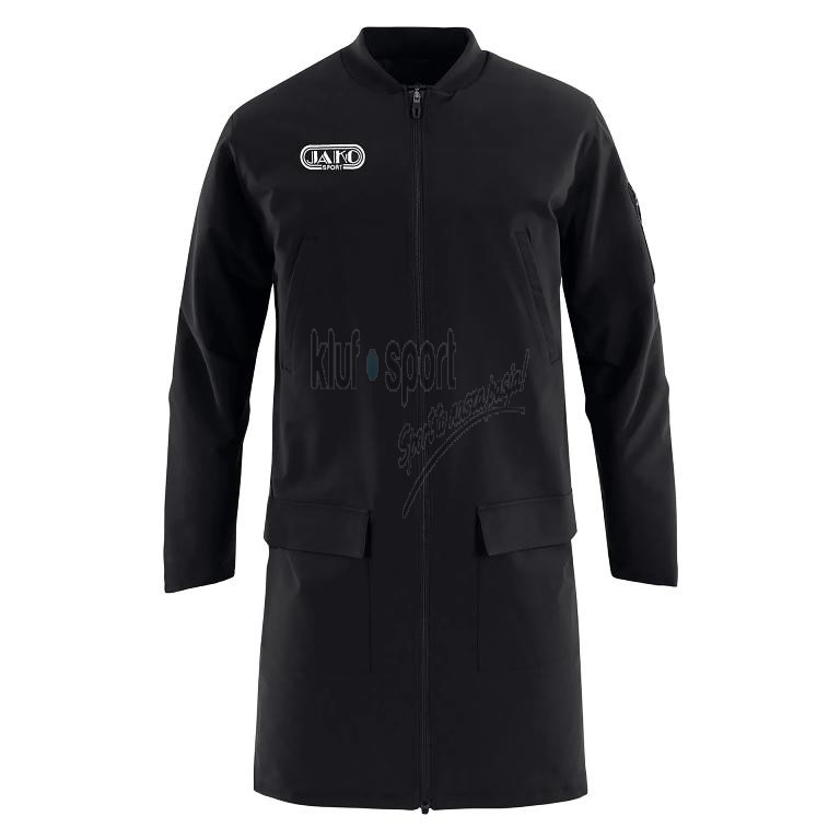 Męski płaszcz reprezentacyjny JAKO Wardrobe w stylu retro – długi czarny płaszcz sportowy