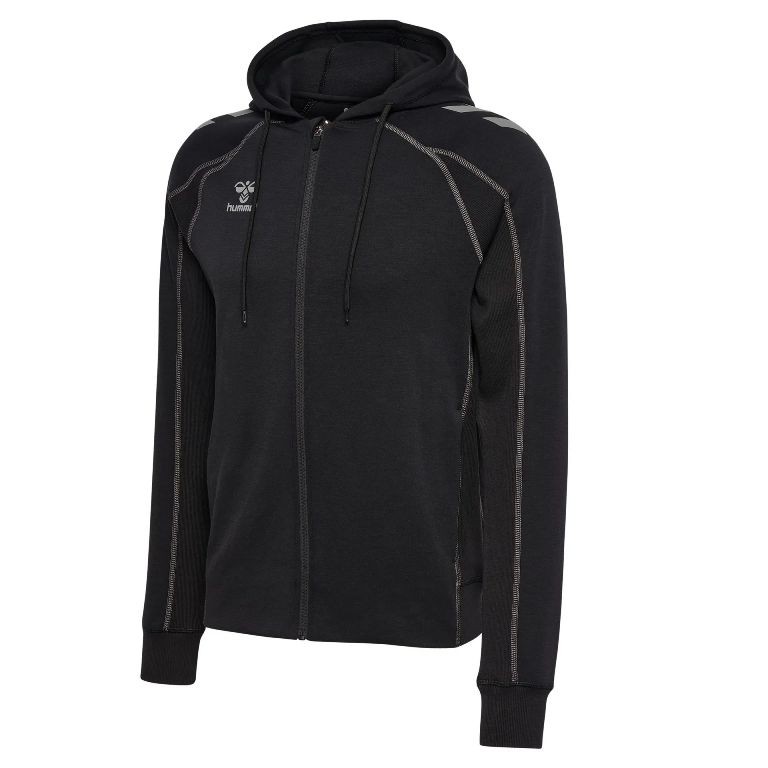 Męska bluza z kapturem Hummel Move 2.0 Cotton Zip – rozpinany model z szewronami na ramionach