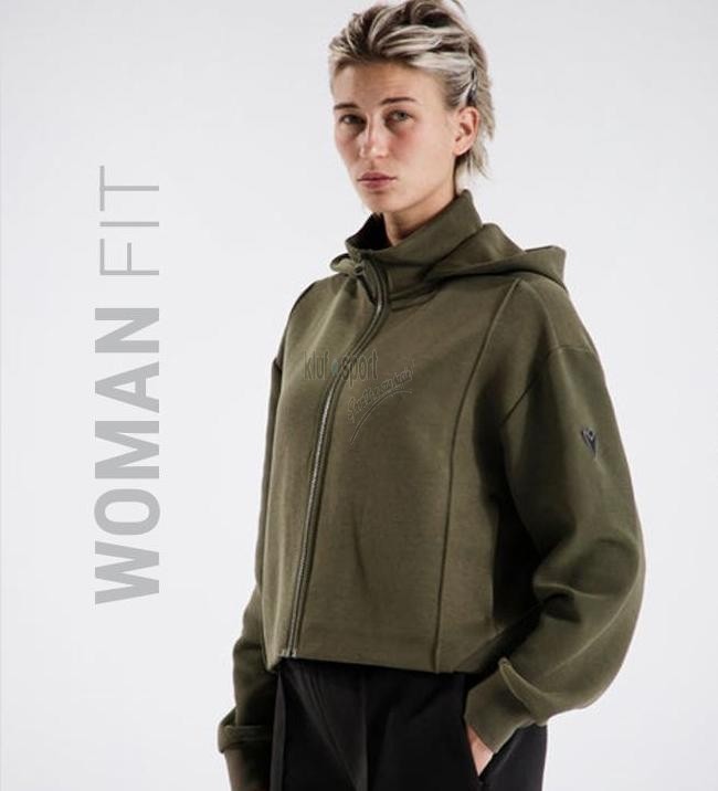 Damska bluza z kapturem Macron Bloom Icon Premium w kolorze khaki – luksusowa bluza rozpinana z bawełny i poliestru z logo Macron.