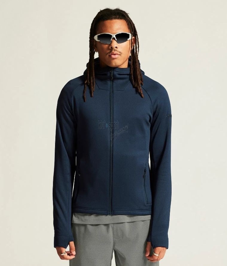 Męska kurtka sportowa Craft ADV Explore Power Fleece w kolorze granatowym – techniczna kurtka z kapturem i zapinanymi kieszeniami.