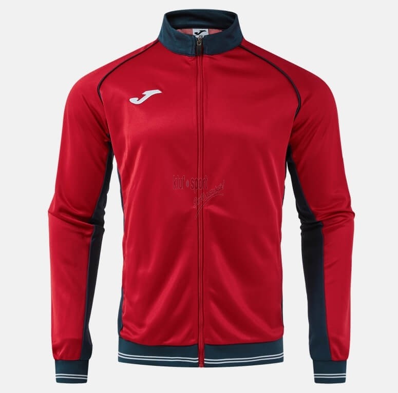 Męska bluza treningowa Joma Eco Retro czerwona z granatowym kołnierzem i zamkiem błyskawicznym