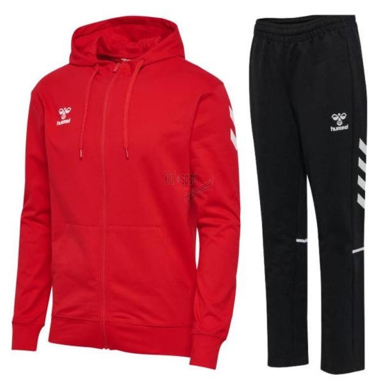 męski dres bawełniany hummel go 2.0 chevron czerwony-czarny