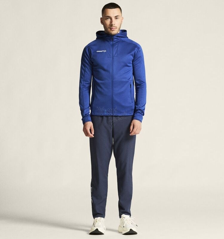 Męski dres treningowy Craft Evolve 2.0 – rozpinana bluza z kapturem i dopasowane spodnie sportowe z logo Craft