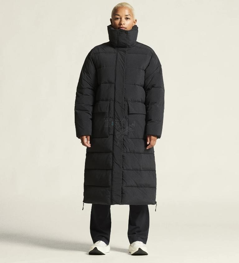 Długi damski płaszcz zimowy pikowany Craft Urban Long Padded w kolorze czarnym z wysokim kołnierzem