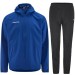 Męski komplet treningowy Craft Squad Go – niebieska kurtka przeciwdeszczowa z kapturem oraz czarne spodnie sportowe z logo Craft.
