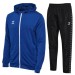 Męski dres reprezentacyjny Hummel Authentic składający się z niebieskiej rozpinanej bluzy z kapturem oraz czarnych spodni wyjściowych z mikrofibry