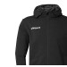 męska bluza z kapturem uhlsport essential czarna z widocznym zamkiem błyskawicznym na całej długości oraz dwiema otwartymi kieszeniami z przodu.