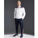Męski dres tenisowy Joma Toledo II – biała bluza treningowa zapinana na pełny zamek oraz granatowe spodnie tenisowe 