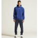 Męski dres bawełniany Craft Community 2.0 – niebieska bluza z kapturem wkładana przez głowę i granatowe spodnie dresowe ze ściągaczami.