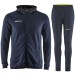 Granatowy męski dres treningowy CRAFT Extend PREMIUM – techniczna bluza z kapturem i zamkiem oraz dopasowane spodnie dresowe.